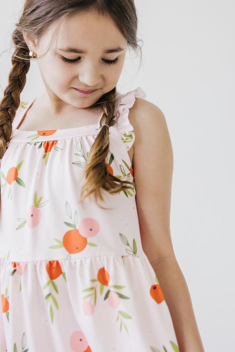 Tangerine Ruffle Cross Back Dress - Aaria Tees Aaria Tees