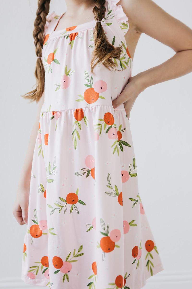 Tangerine Ruffle Cross Back Dress - Aaria Tees Aaria Tees