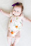 Tangerine Ruffle Cross Back Romper - Aaria Tees Aaria Tees