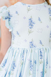 Texas Bluebonnets Flutter Sleeve Twirl Dress - Aaria Tees Aaria Tees