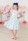 Texas Bluebonnets Flutter Sleeve Twirl Dress - Aaria Tees Aaria Tees