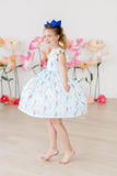 Texas Bluebonnets Flutter Sleeve Twirl Dress - Aaria Tees Aaria Tees