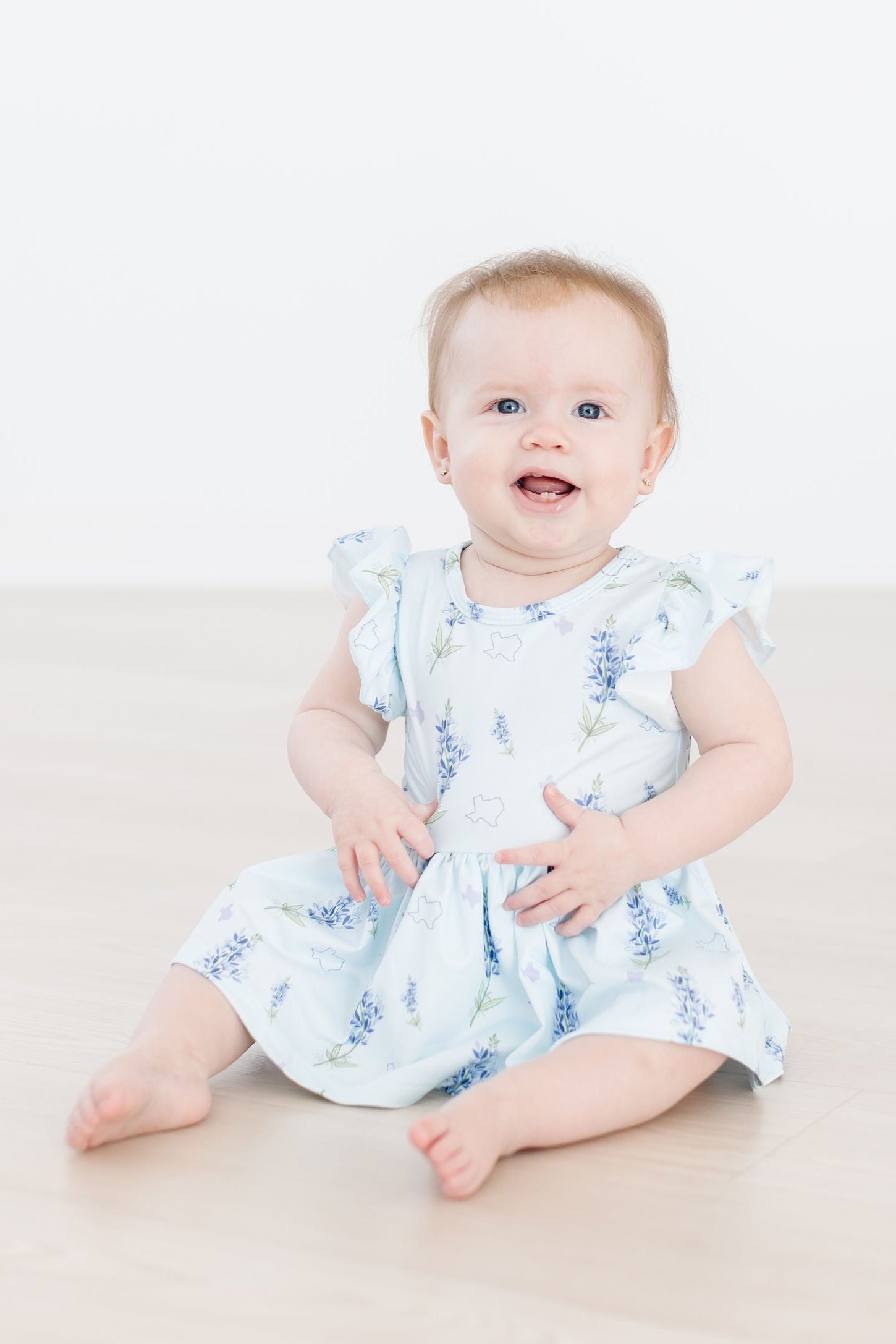 Texas Bluebonnets S/S Flutter Twirl Bodysuit - Aaria Tees Aaria Tees