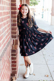 Texas Tech Black Raider Red 3/4 Sleeve Pocket Twirl Dress - Aaria Tees Aaria Tees