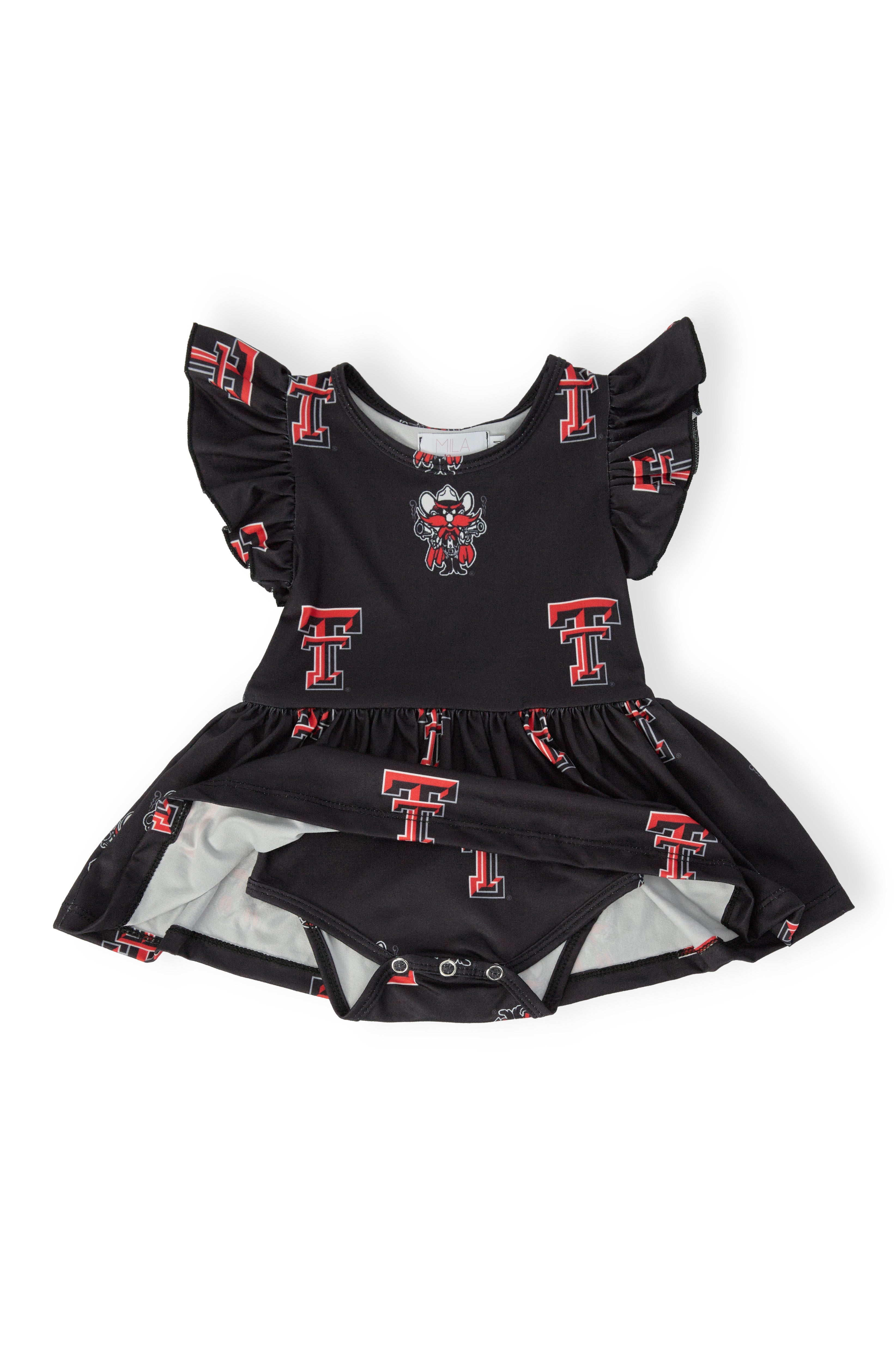 Texas Tech Black Raider Red Flutter Twirl Bodysuit - Aaria Tees Aaria Tees