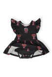 Texas Tech Black Raider Red Flutter Twirl Bodysuit - Aaria Tees Aaria Tees