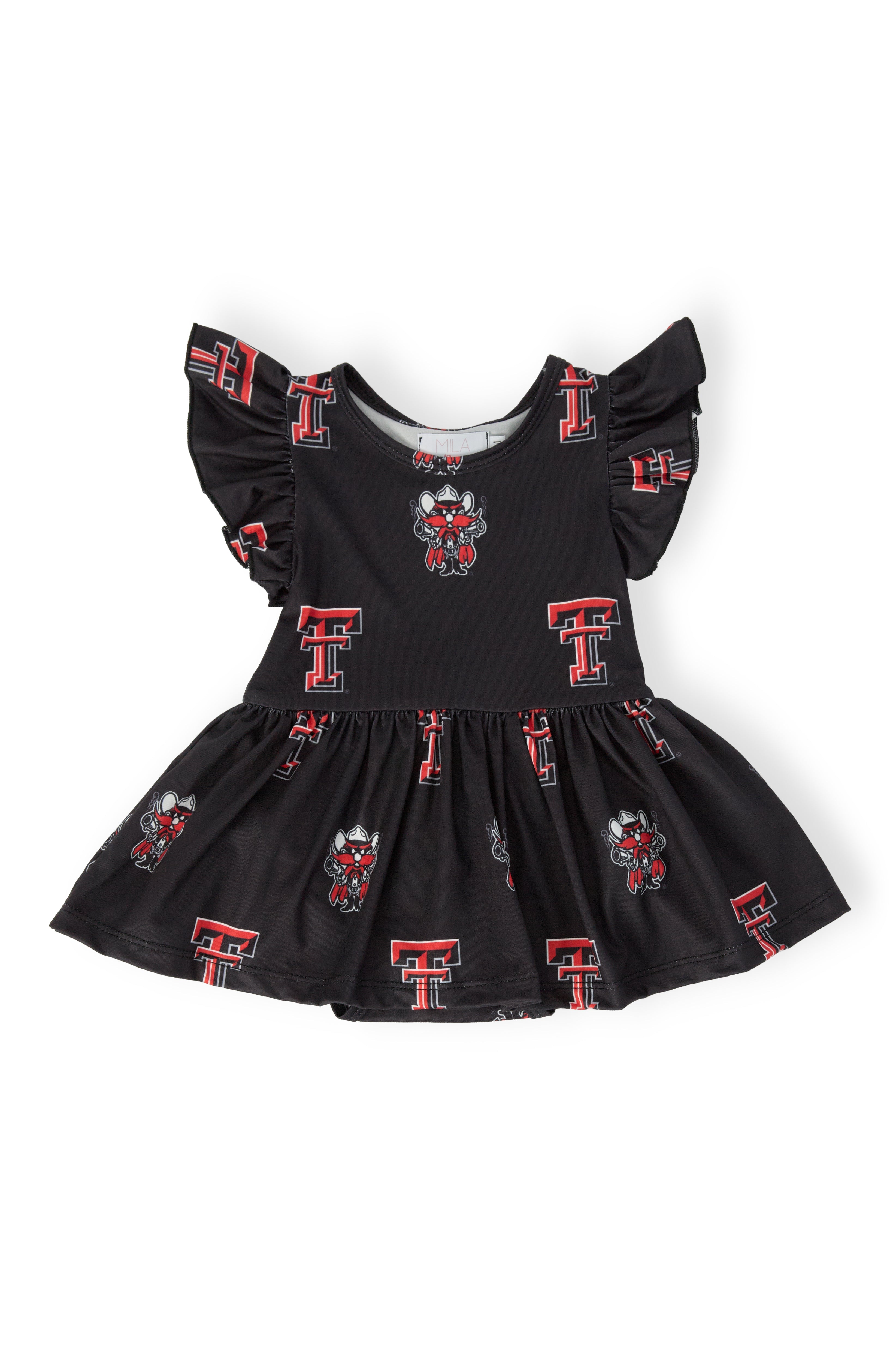 Texas Tech Black Raider Red Flutter Twirl Bodysuit - Aaria Tees Aaria Tees