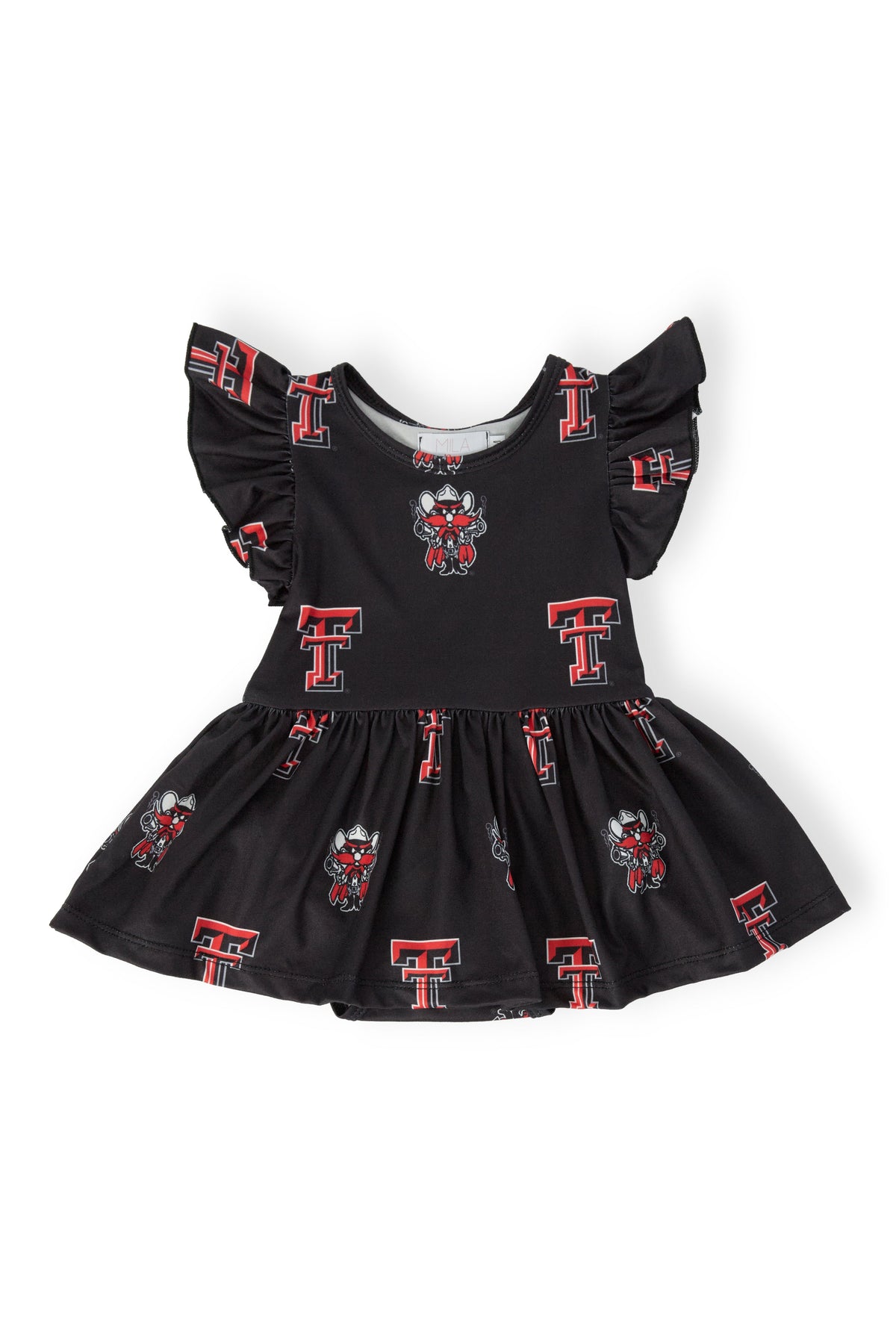 Texas Tech Black Raider Red Flutter Twirl Bodysuit - Aaria Tees