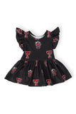 Texas Tech Black Raider Red Flutter Twirl Bodysuit - Aaria Tees Aaria Tees