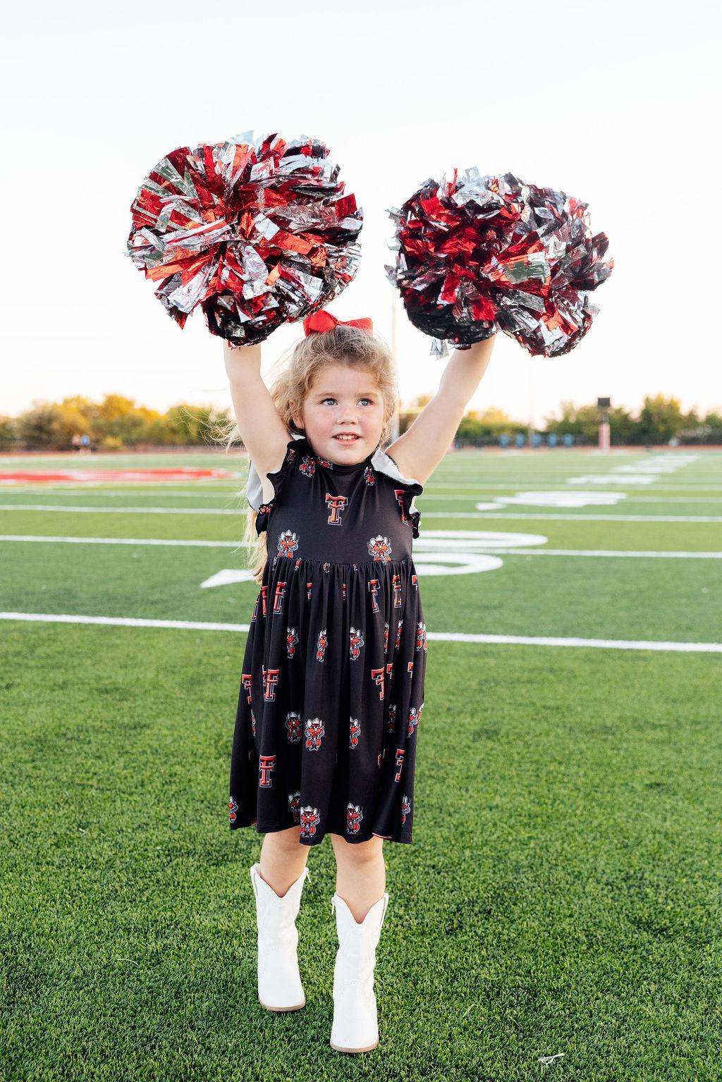 Texas Tech Black Raider Red Flutter Twirl Dress - Aaria Tees Aaria Tees