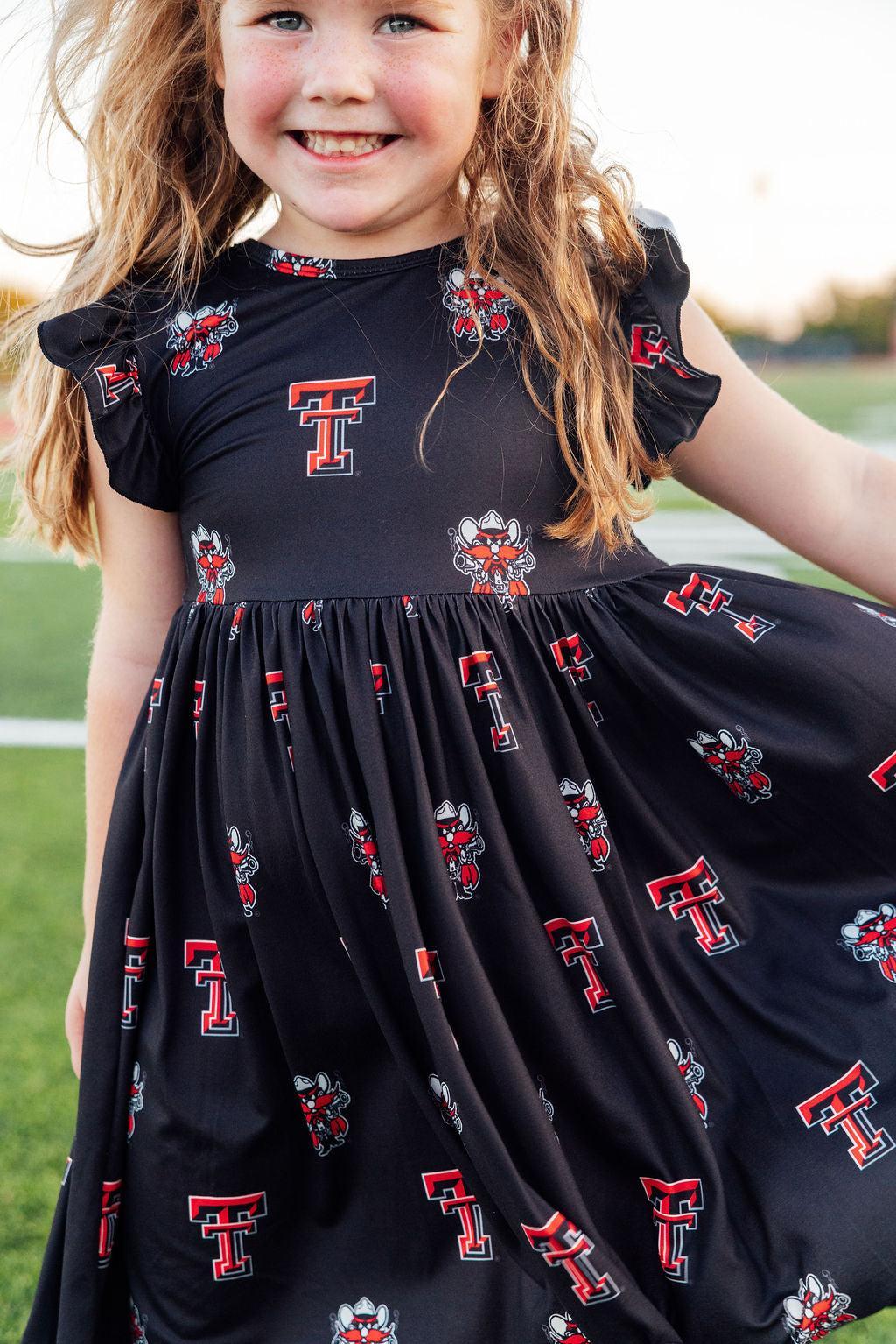 Texas Tech Black Raider Red Flutter Twirl Dress - Aaria Tees