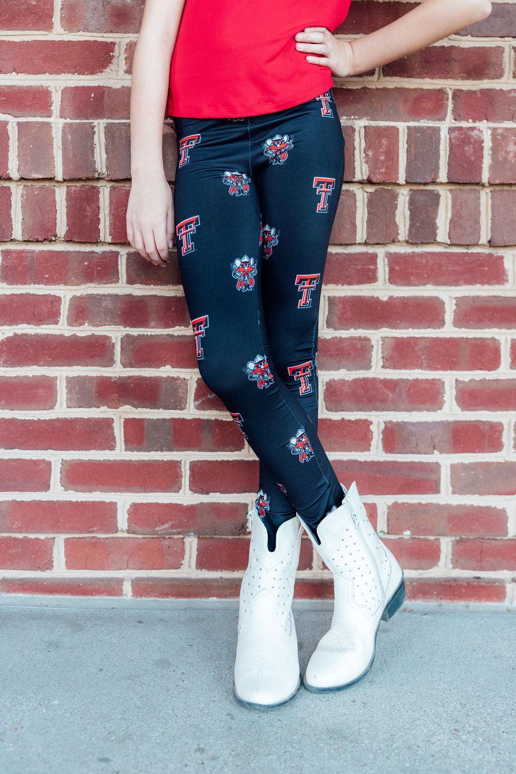 Texas Tech Black Raider Red Leggings - Aaria Tees Aaria Tees