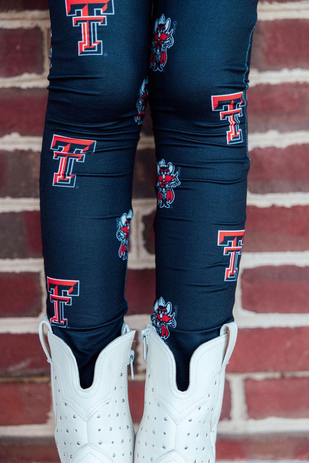 Texas Tech Black Raider Red Leggings - Aaria Tees Aaria Tees