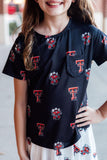 Texas Tech Black Raider Red Ruffle Pocket Tee - Aaria Tees Aaria Tees
