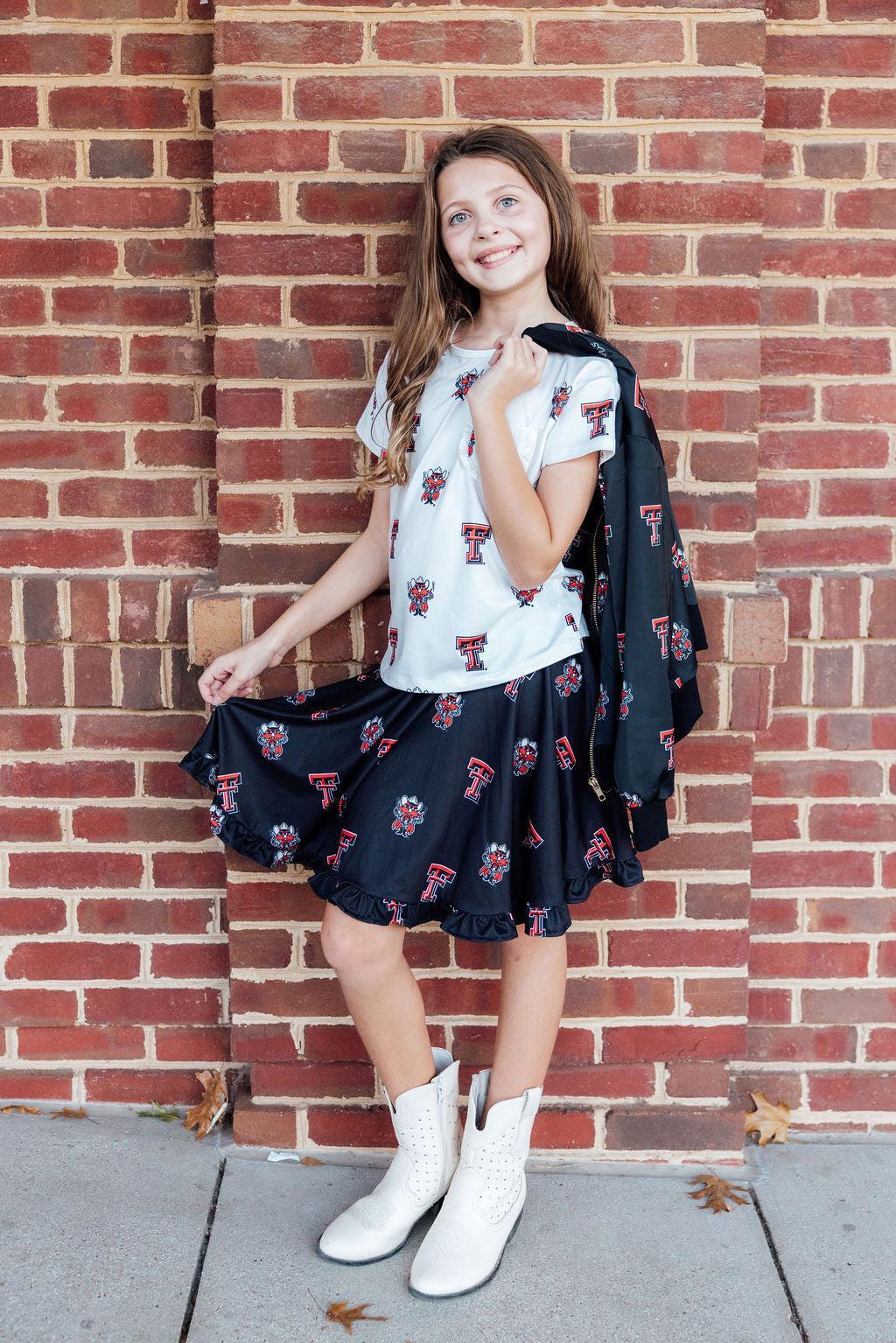 Texas Tech Black Raider Red Twirl Skort - Aaria Tees Aaria Tees