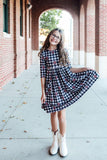 Texas Tech Plaid Raider Red 3/4 Sleeve Pocket Twirl Dress - Aaria Tees Aaria Tees