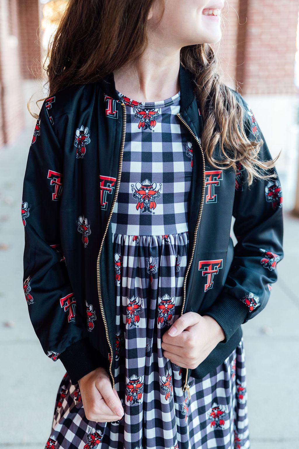 Texas Tech Plaid Raider Red 3/4 Sleeve Pocket Twirl Dress - Aaria Tees Aaria Tees