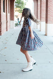 Texas Tech Plaid Raider Red 3/4 Sleeve Pocket Twirl Dress - Aaria Tees Aaria Tees