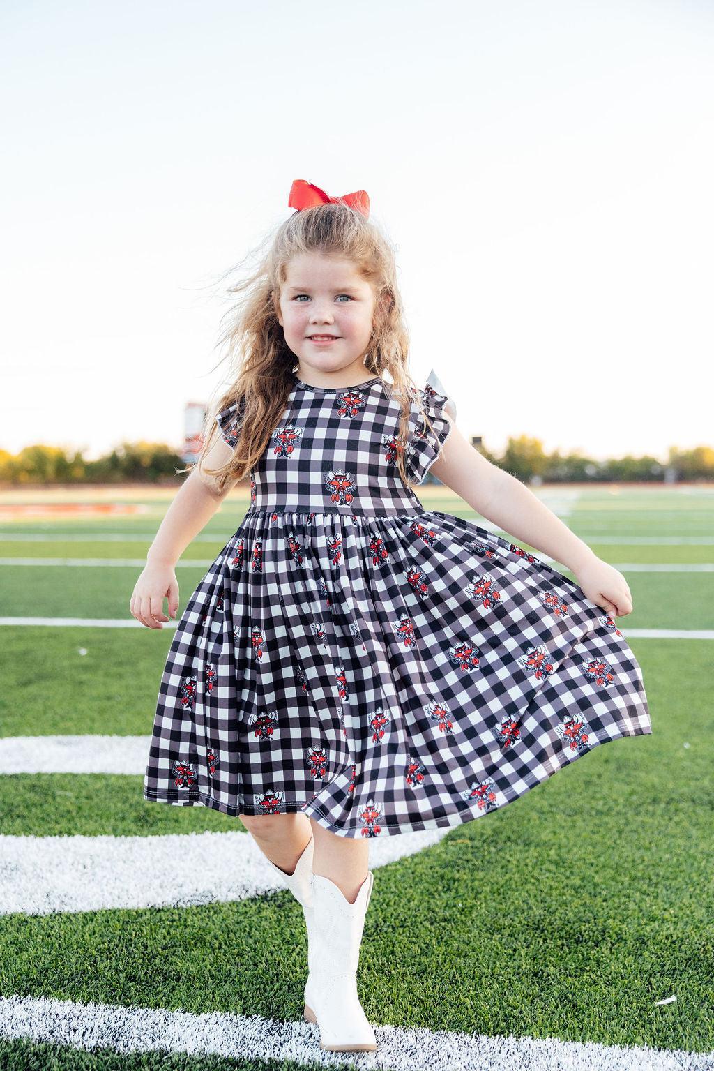 Texas Tech Plaid Raider Red Flutter Twirl Dress - Aaria Tees Aaria Tees