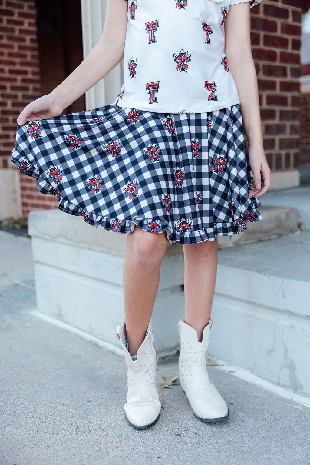 Texas Tech Plaid Raider Red Twirl Skort - Aaria Tees