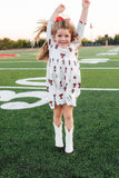 Texas Tech White Raider Red 3/4 Sleeve Pocket Twirl Dress - Aaria Tees Aaria Tees