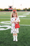 Texas Tech White Raider Red 3/4 Sleeve Pocket Twirl Dress - Aaria Tees Aaria Tees
