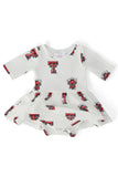 Texas Tech White Raider Red 3/4 Sleeve Twirl Bodysuit - Aaria Tees Aaria Tees