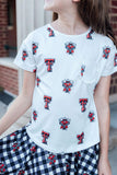 Texas Tech White Raider Red Ruffle Pocket Tee - Aaria Tees Aaria Tees