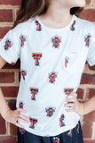 Texas Tech White Raider Red Ruffle Pocket Tee - Aaria Tees Aaria Tees