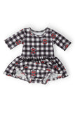 Texas Tech Plaid Raider Red 3/4 Sleeve Twirl Bodysuit - Aaria Tees Aaria Tees