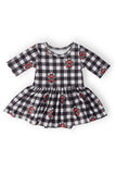 Texas Tech Plaid Raider Red 3/4 Sleeve Twirl Bodysuit - Aaria Tees Aaria Tees