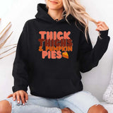 Thick Thighs and Pumpkin Pies Fall Vibes Fleece Pullover Hoodie - Aaria Tees Aaria Tees