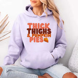 Thick Thighs and Pumpkin Pies Fall Vibes Fleece Pullover Hoodie - Aaria Tees Aaria Tees