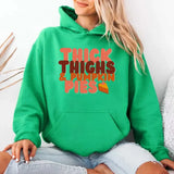 Thick Thighs and Pumpkin Pies Fall Vibes Fleece Pullover Hoodie - Aaria Tees Aaria Tees