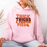 Thick Thighs and Pumpkin Pies Fall Vibes Fleece Pullover Hoodie - Aaria Tees Aaria Tees