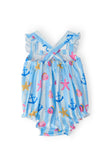Tidepool Treasures Ruffle Cross Back Romper - Aaria Tees Aaria Tees