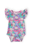 Time To Purr-ty S/S Flutter Bodysuit - Aaria Tees Aaria Tees