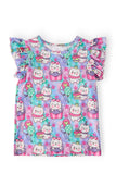 Time To Purr-ty S/S Ruffle Tee - Aaria Tees Aaria Tees
