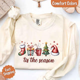 Tis The Season Comfort Colors Long Sleeve Christmas Shirt - Aaria Tees Aaria Tees