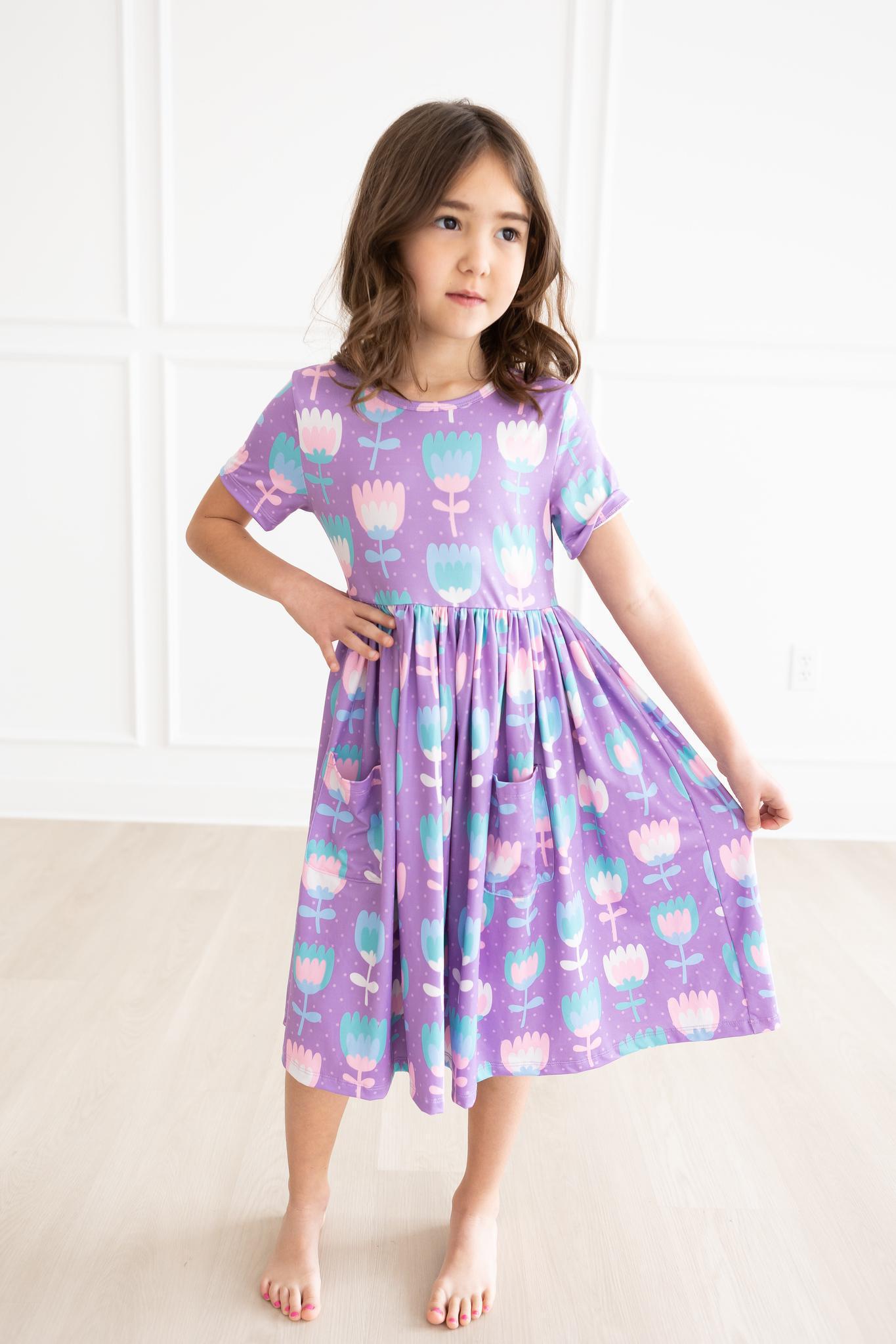SALE Too Cool Tulips S/S Pocket Twirl Dress - Aaria Tees Aaria Tees