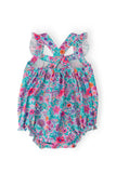 Tropical Garden Ruffle Cross Back Romper - Aaria Tees Aaria Tees