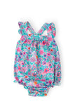 Tropical Garden Ruffle Cross Back Romper - Aaria Tees Aaria Tees
