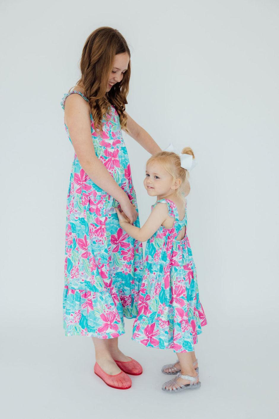 Tropical Punch Ruffle Maxi Dress - Aaria Tees Aaria Tees
