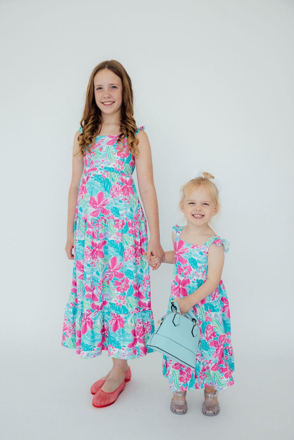 Tropical Punch Ruffle Maxi Dress - Aaria Tees
