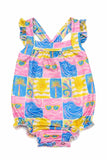 Tropical Summer Ruffle Cross Back Romper - Aaria Tees Aaria Tees