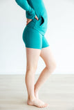 SALE Turbo Teal Active Shorty Shorts - Aaria Tees Aaria Tees