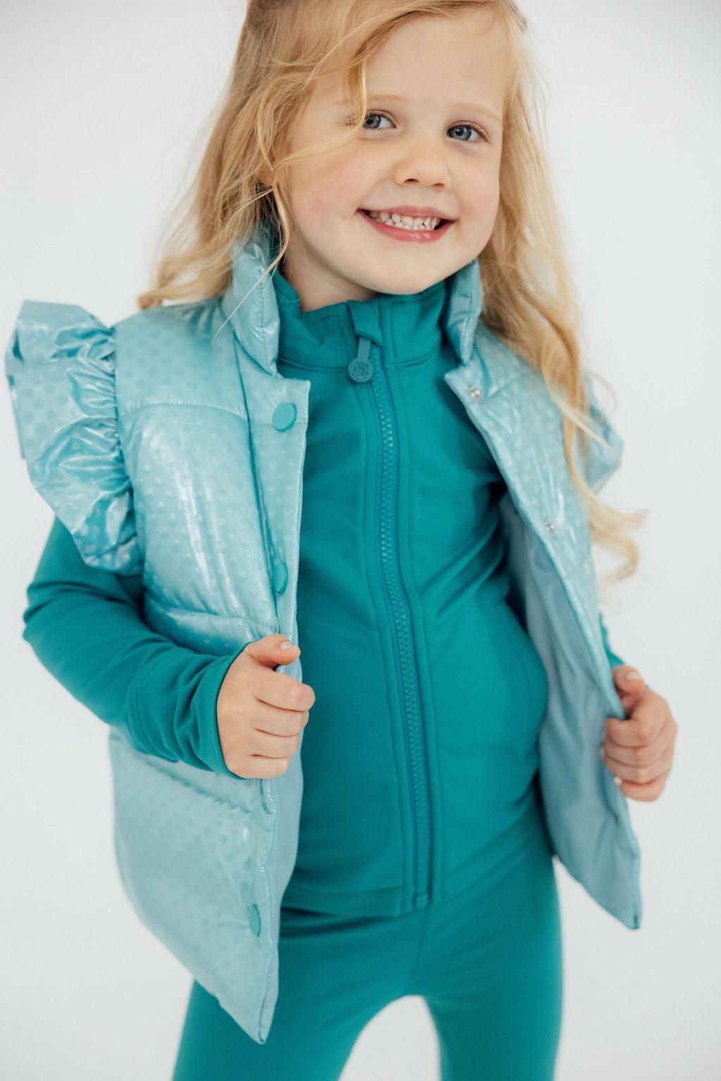 Turquoise Dot Puffer Vest - Aaria Tees Aaria Tees