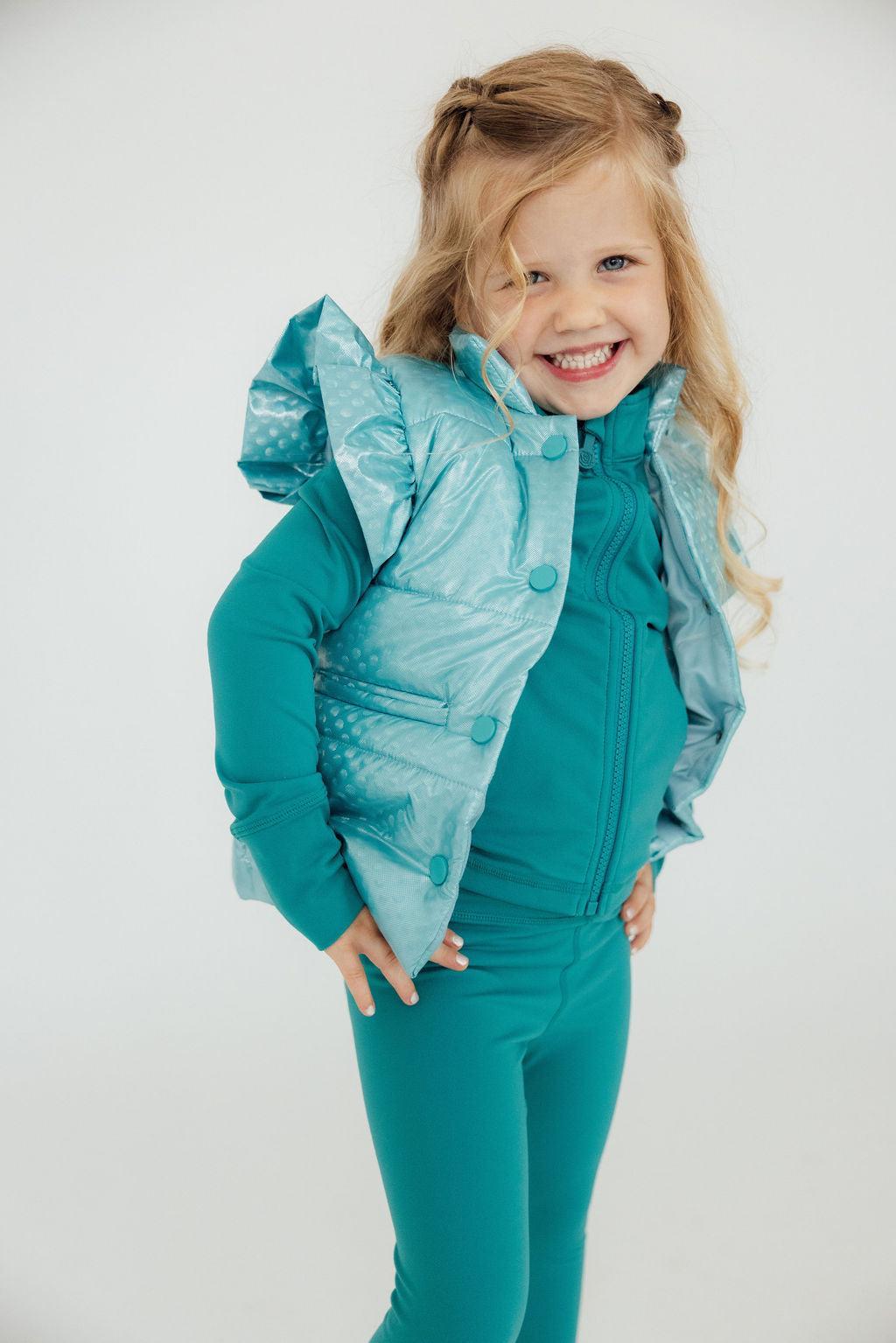 Turquoise Dot Puffer Vest - Aaria Tees
