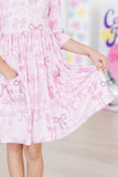Twinkle Ties 3/4 Sleeve Pocket Twirl Dress - Aaria Tees Aaria Tees