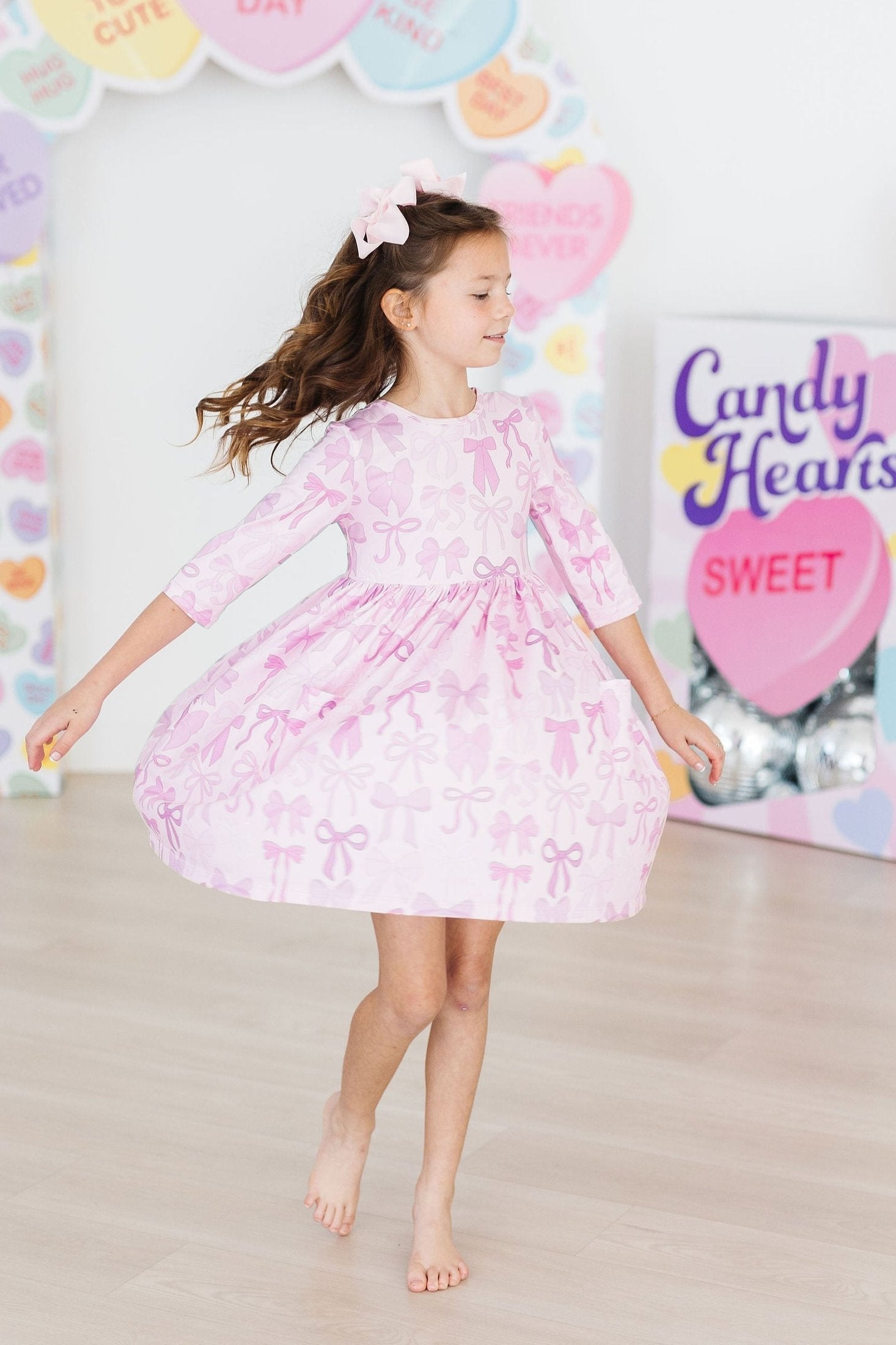 Twinkle Ties 3/4 Sleeve Pocket Twirl Dress - Aaria Tees Aaria Tees